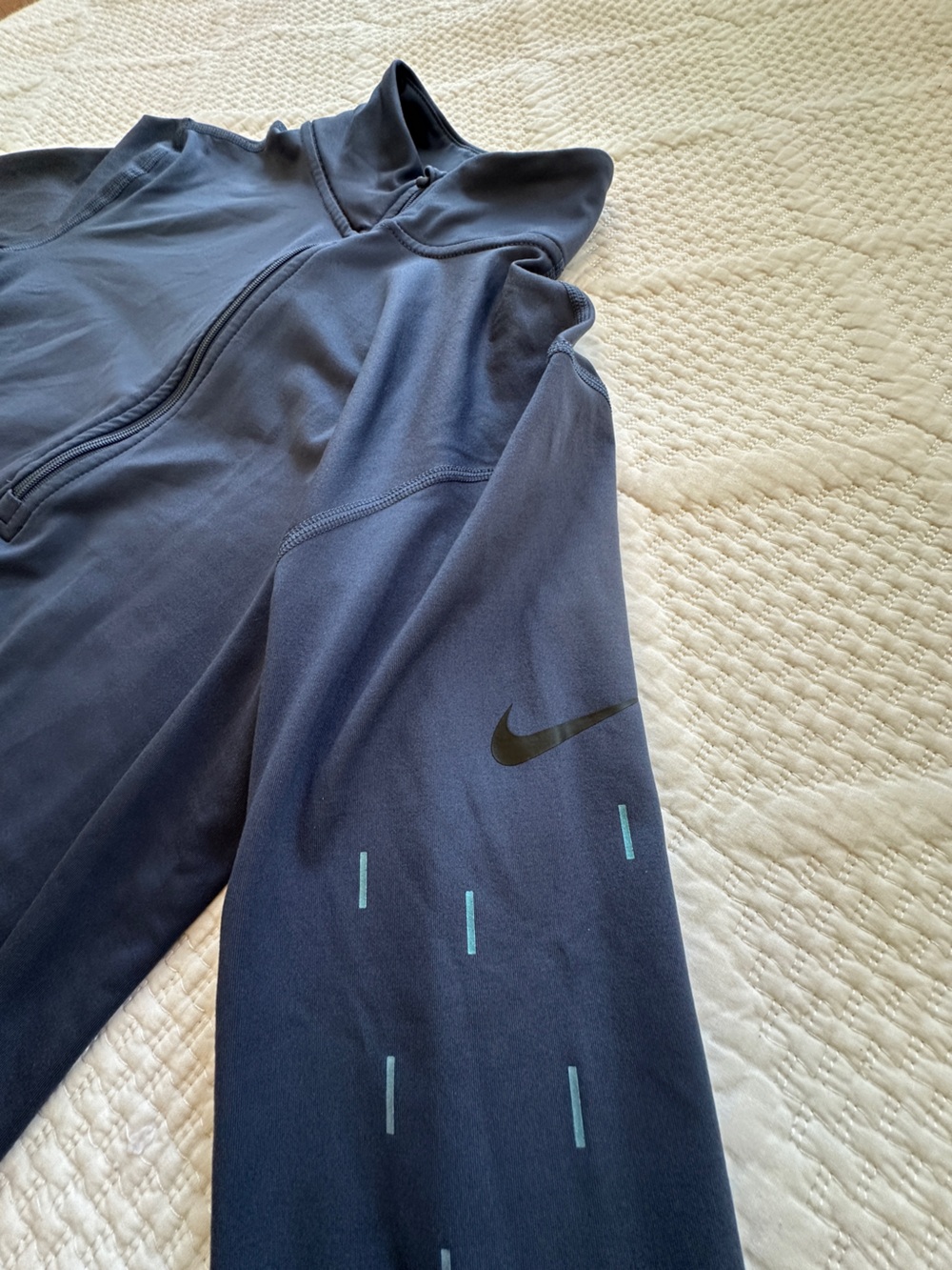Nike Navy Blue Full-Zip Hoodie with Teal Accents